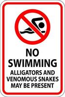 No Swimming Sign, Alligators And Venomous Snakes May Be Present vector