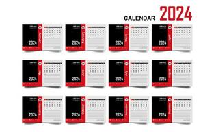 calendar set template for 2024 year vector