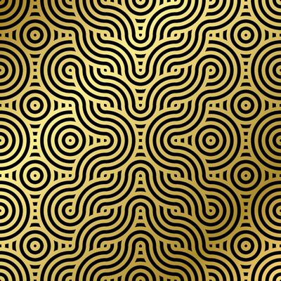 pattern seamless luxury black and gold wave circle line abstract. Geometric line panorama vector design for Christmas background