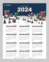 calendario modelo para 2024 año con Navidad elemento vector