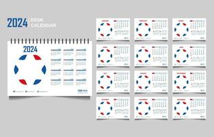 calendar set template for 2024 year vector