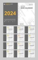 Monthly calendar set template for 2024 year with minimalist style vector