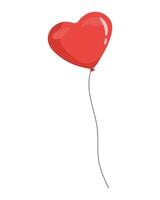 Red balloon in the shape of a heart on white background. Happy Valentine's Day. vector