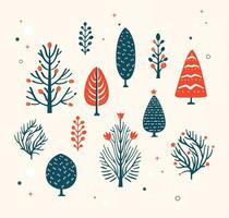 Set of abstract minimal tree elements vector illustration