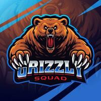 Grizzly esport mascot logo design vector
