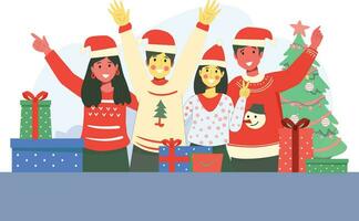 Friends Celebrating Christmas vector