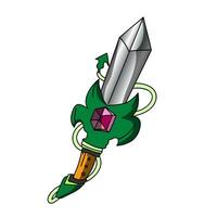 Fantasy sword key. The dark age key symbol is in the shape of a strange sword. Sword element in the game vector