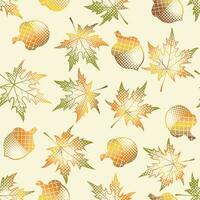 Autumn and Fall Seamless Pattern- oak leaf and Acorn- Autumn and Fall Vector Illustration