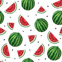 Seamless watermelons pattern. Vector background with watercolor watermelon slices.