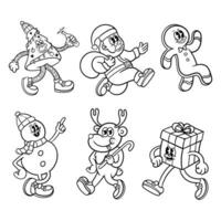 coloring book christmas cartoon character illustration vector