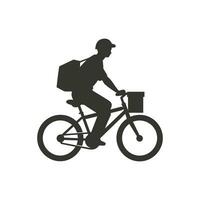 A delivery person riding a bicycle Icon on White Background - Simple Vector Illustration