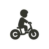 un pequeño niño en un triciclo icono en blanco antecedentes - sencillo vector ilustración