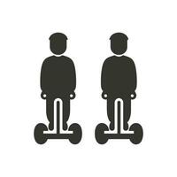 Buddies gliding on Segways Icon on White Background - Simple Vector Illustration