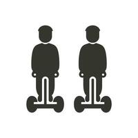 Buddies gliding on Segways Icon on White Background - Simple Vector Illustration