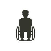 paciente en silla de ruedas icono en blanco antecedentes - sencillo vector ilustración