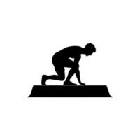 Feet of an athlete on a starting block Icon on White Background - Simple Vector Illustration