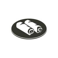 chicken spring rolls on plate Icon on White Background - Simple Vector Illustration