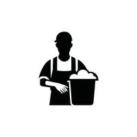 Sanitation Worker Icon on White Background - Simple Vector Illustration