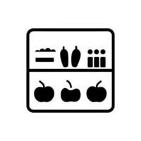 Fruits and Vegetables on Shelf icon isolated on white background vector