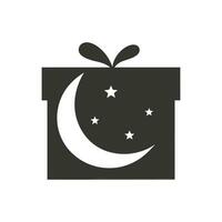 A gift box with a crescent icon - Simple Vector Illustration