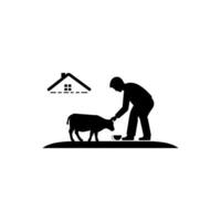 Sheep Grazing with Farmer in the Field icon isolated on white background vector