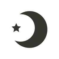 Crescent moon and star icon - Simple Vector Illustration