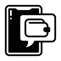 Digital wallet glyph icon vector