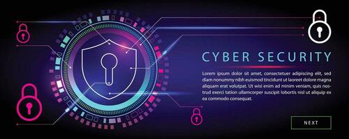 Technology Background Banner, Cyber Security Concept. vector