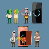 Security Guard Protect and Searching on Mobile. vector