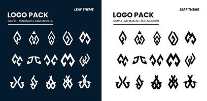 Logo pack with a simple, minimalist and modern style with an abstract leaf theme vector