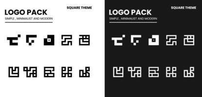 Logo pack with a simple minimalist and modern style with a squares theme vector