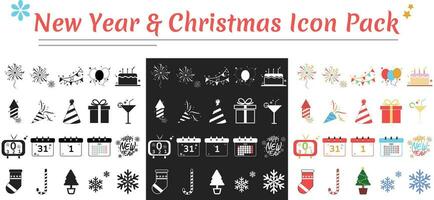 Best Christmas and New Year Icons Pack with flat and minimalist style vector