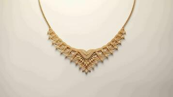 AI generated Beautiful and Elegant Woman Gold Jewellery Necklace photo