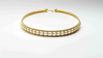 AI generated Beautiful and Elegant Woman Gold Jewellery Necklace photo