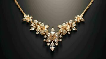 AI generated Beautiful and Elegant Woman Gold Jewellery Necklace photo