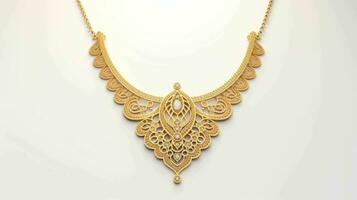 AI generated Beautiful and Elegant Woman Gold Jewellery Necklace photo