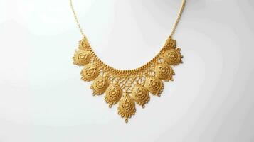 AI generated Beautiful and Elegant Woman Gold Jewellery Necklace photo