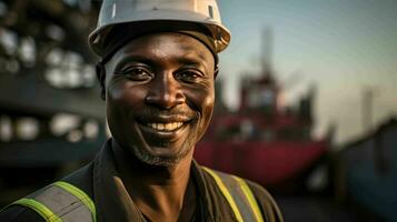 AI generated Dockworker at a seaport photo