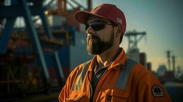 AI generated Dockworker at a seaport photo