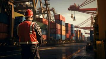 AI generated Dockworker at a seaport photo