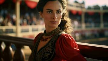 AI generated A Beautiful Spanish Woman Matador in Traditional Attire photo