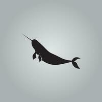 Narwhal logo design in black color vector