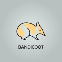 bandicoot logo con minimalista diseño vector