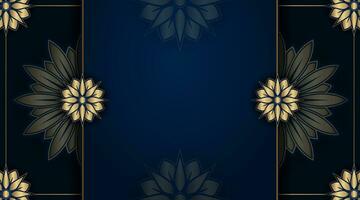 Blue background with golden mandala ornament vector