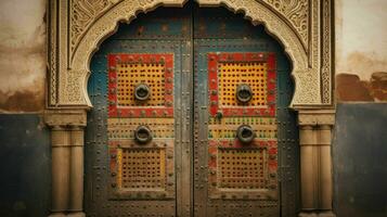 AI generated Beautiful old and vintage Moroccan house door photo