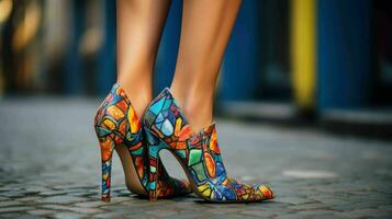 AI generated Woman wearing modern and fashionable trendy long heels photo