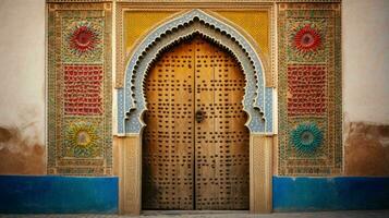 AI generated Beautiful old and vintage Moroccan house door photo