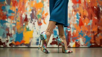 AI generated Woman wearing modern and fashionable trendy long heels photo