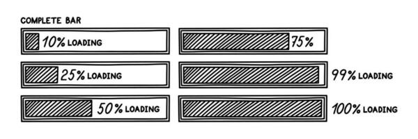 Progress loading bar. Infographics design element with status of completion. Hand drawn vector illustration