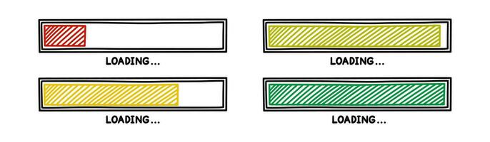 Progress loading bar. Infographics design element with status of completion. Hand drawn vector illustration